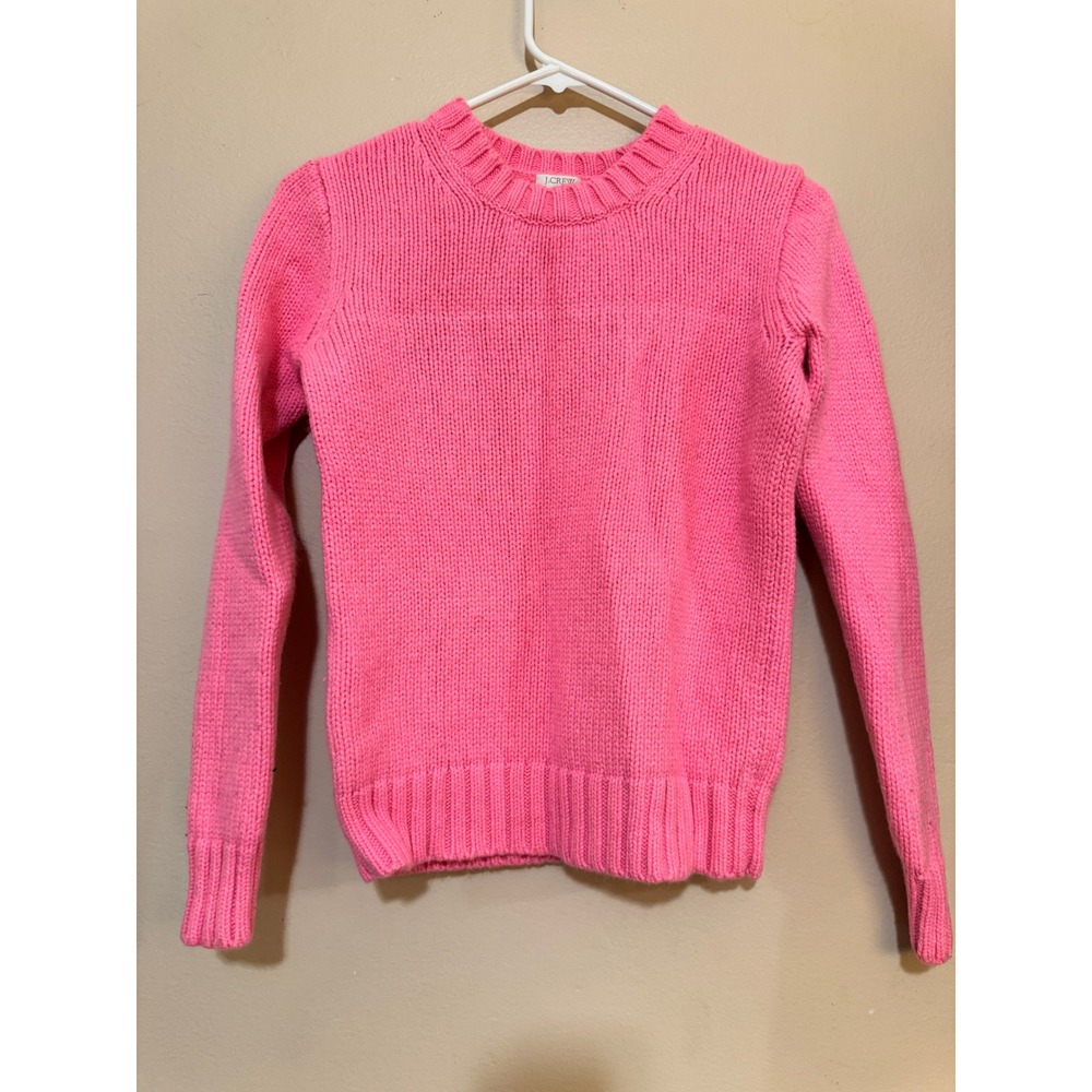 J.Crew Pink Merino Wool Blend Crewneck Sweater XS F9633 Neon Knit Pullover